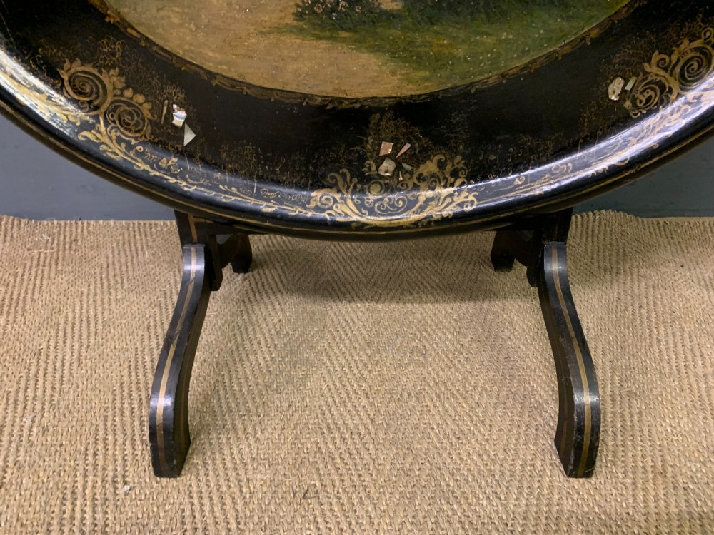 Victorian Papier Mache Tray on Stand View III