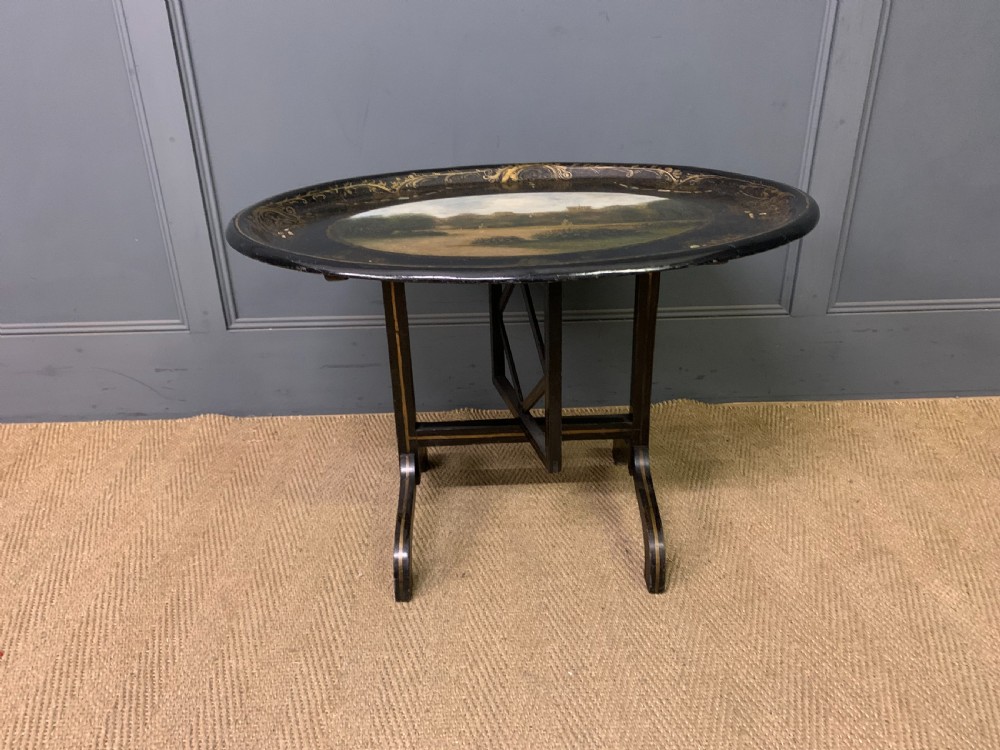 Victorian Papier Mache Tray on Stand View X