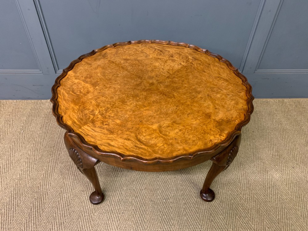 Large Round Burr Walnut Coffee Table View IV