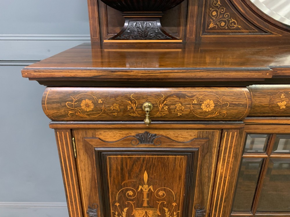Victorian Inlaid Rosewood Parlour Cabinet View V