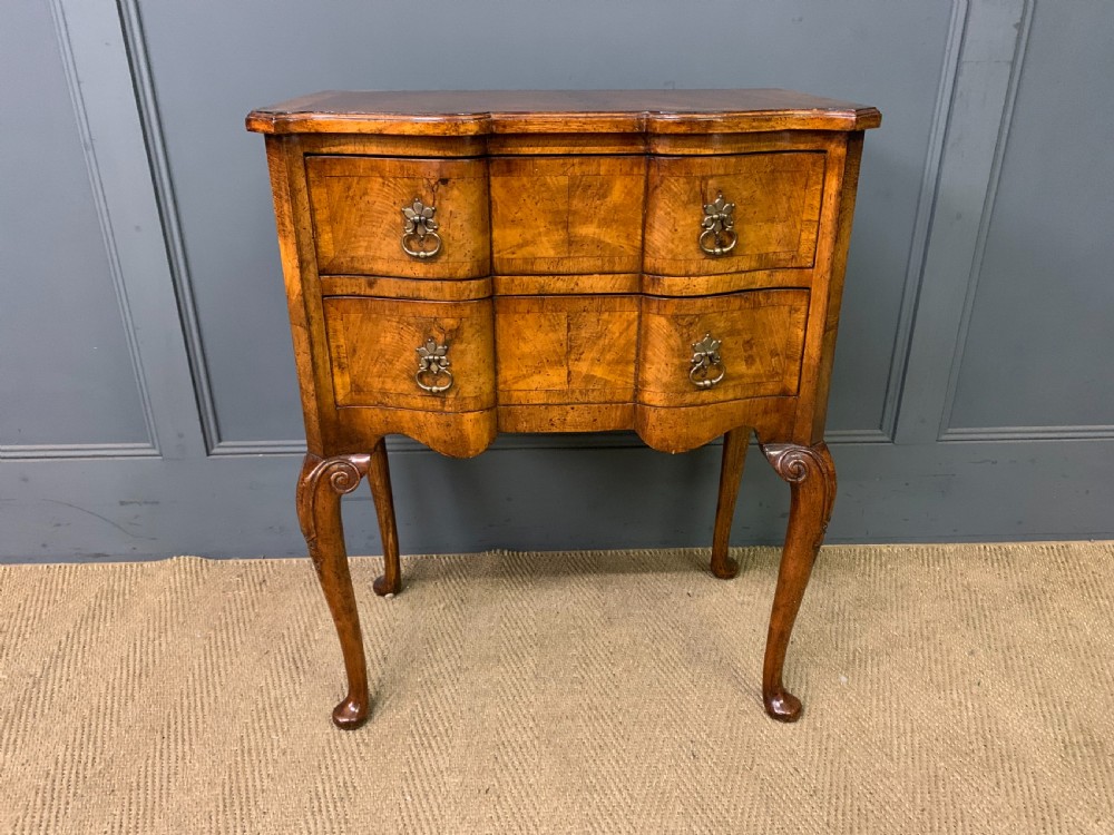 Burr Walnut 2 Drawer Serpentine Chest View II