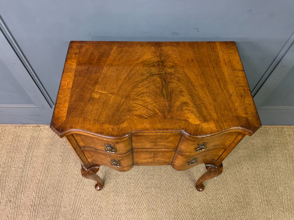 Burr Walnut 2 Drawer Serpentine Chest View III