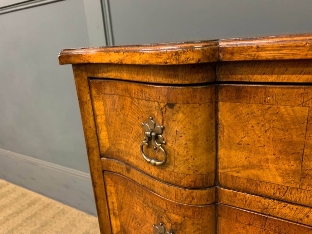 Burr Walnut 2 Drawer Serpentine Chest View V