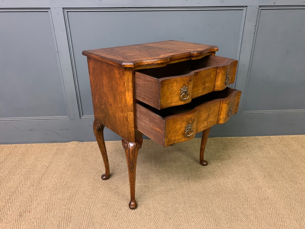 Burr Walnut 2 Drawer Serpentine Chest View VII