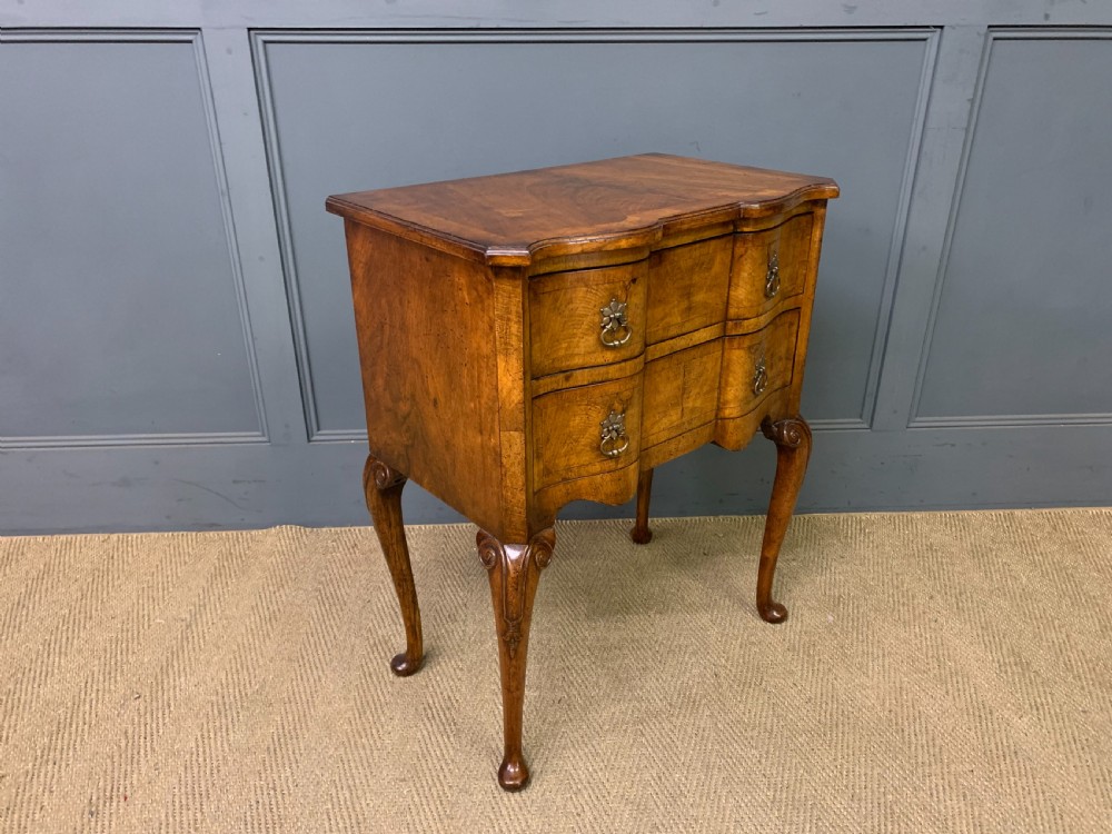 Burr Walnut 2 Drawer Serpentine Chest View VIII