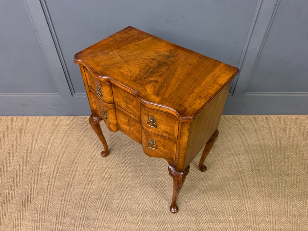 Burr Walnut 2 Drawer Serpentine Chest View XI
