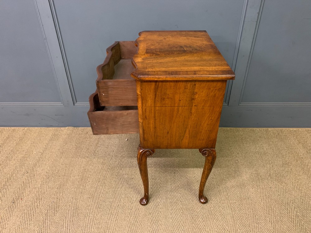 Burr Walnut 2 Drawer Serpentine Chest View XII