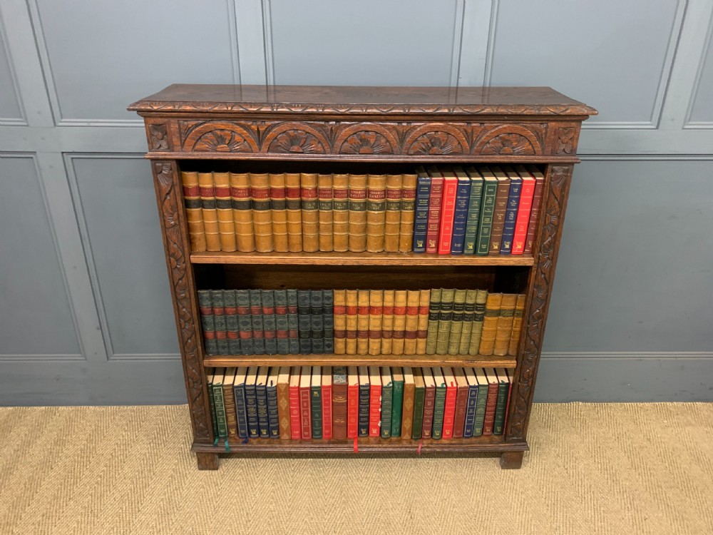 Carved Oak Open Bookcase View II
