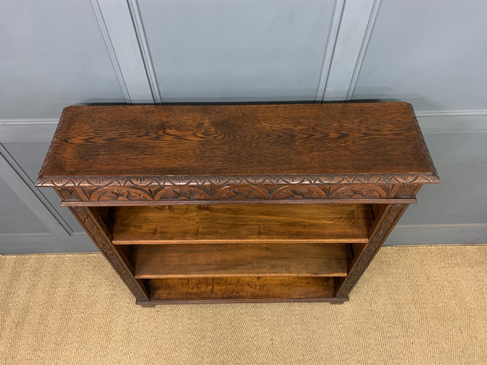 Carved Oak Open Bookcase View IV