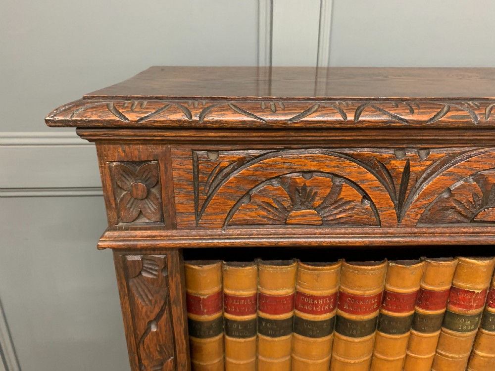 Carved Oak Open Bookcase View V