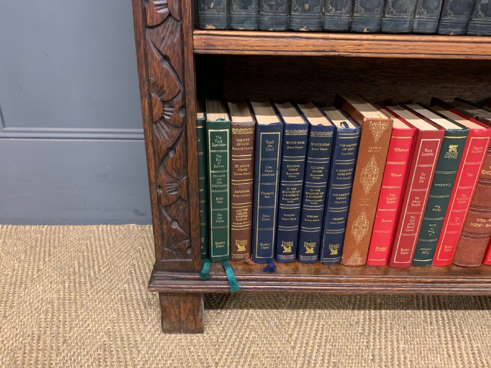 Carved Oak Open Bookcase View VI