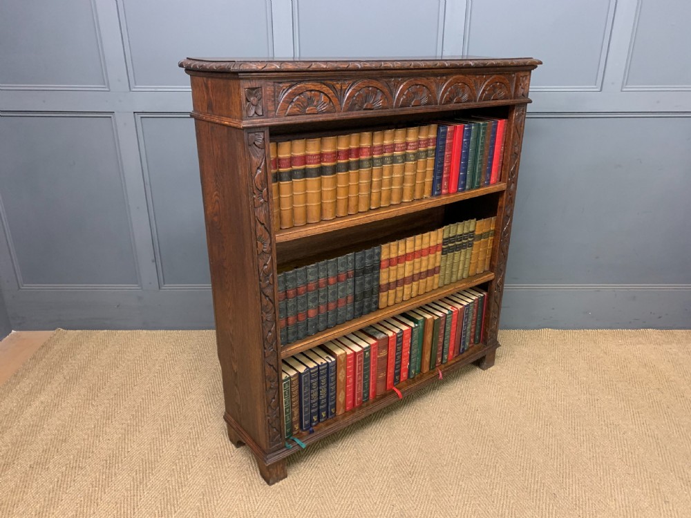 Carved Oak Open Bookcase View VII