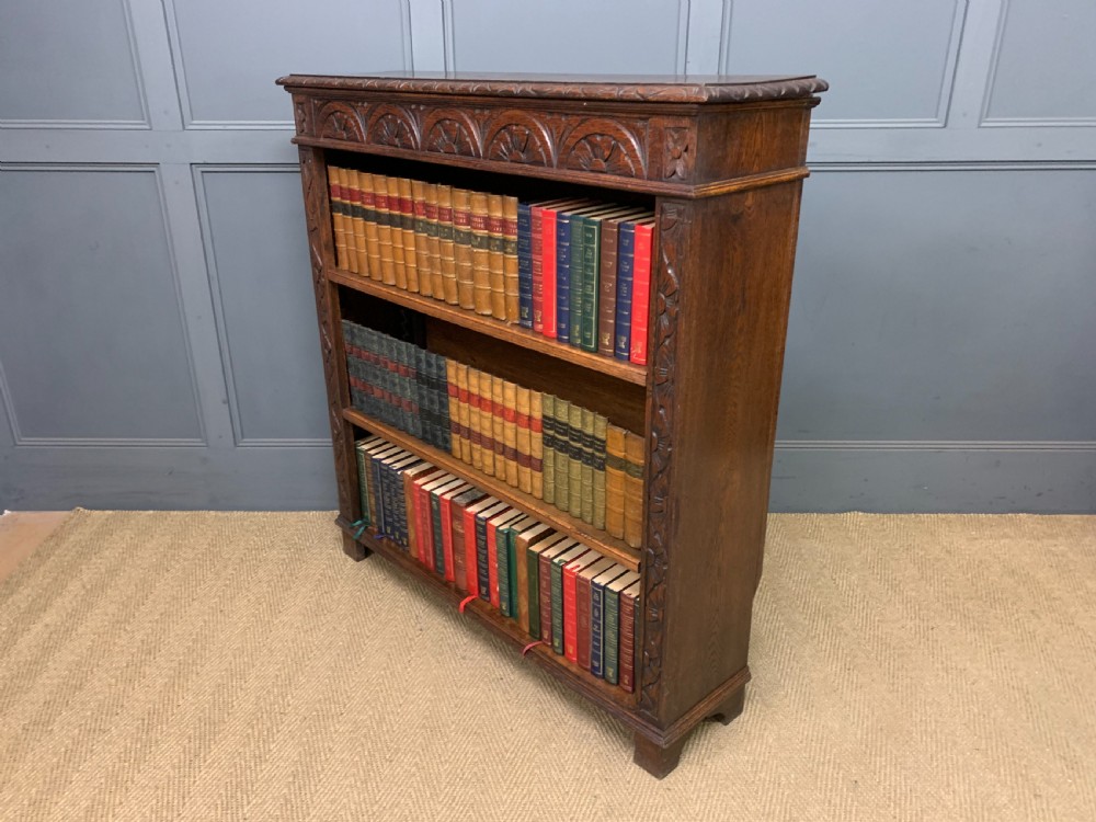 Carved Oak Open Bookcase View IX