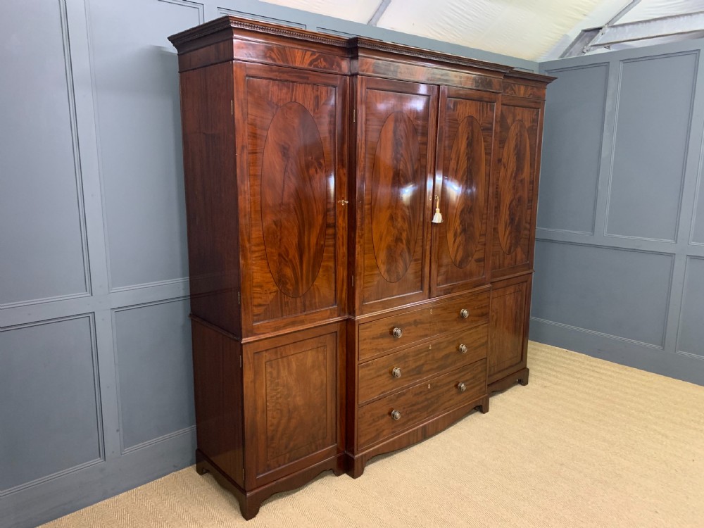 Georgian Inlaid Mahogany Compactum Wardrobe View X