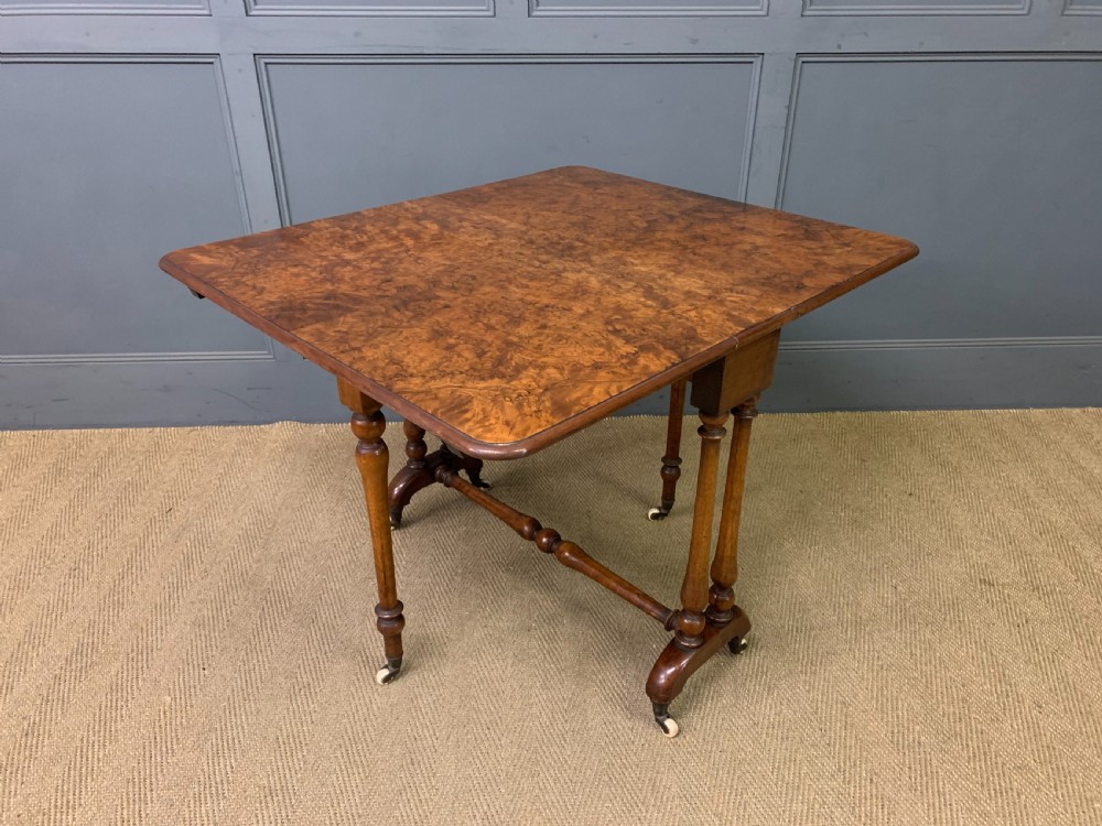 Large Victorian Burr Walnut Sutherland Table View VIII
