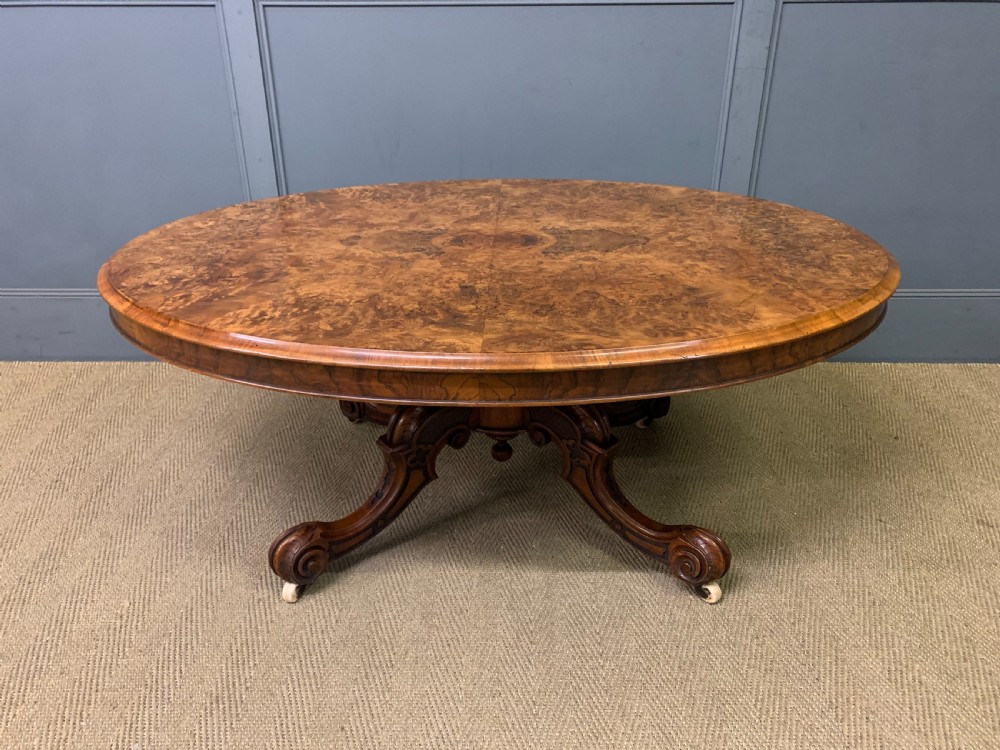 Large Sized Victorian Burr Walnut Coffee Table View III