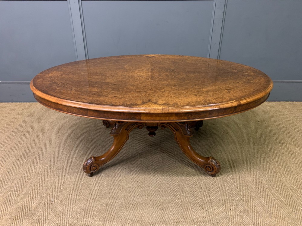 Large Sized Victorian Burr Walnut Coffee Table View VII