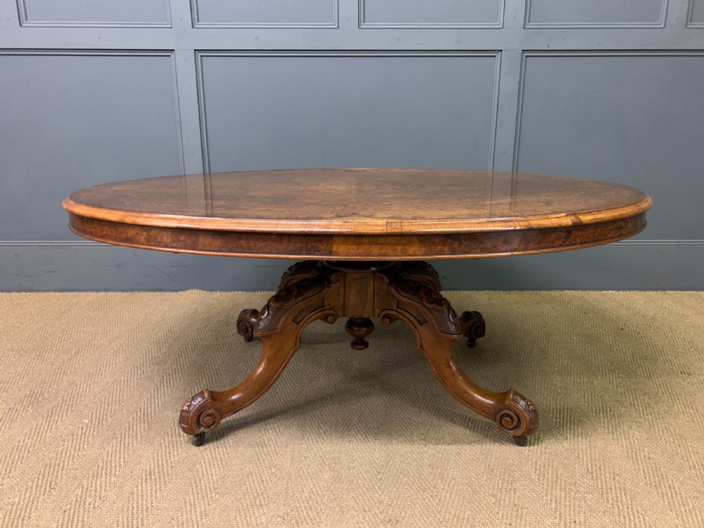 Large Sized Victorian Burr Walnut Coffee Table View VIII