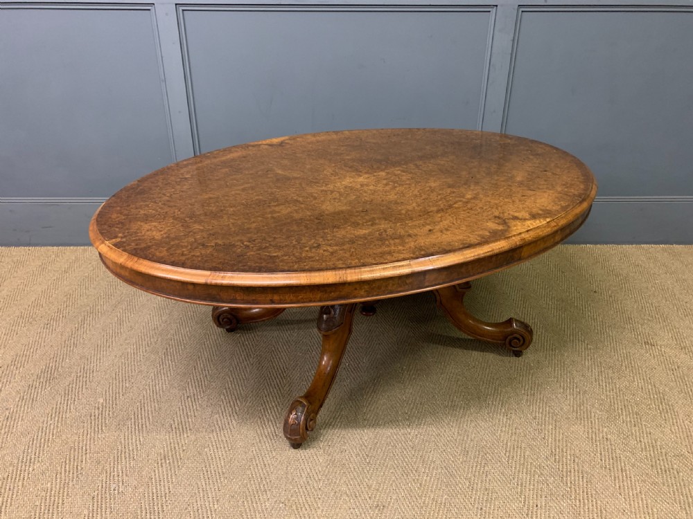Large Sized Victorian Burr Walnut Coffee Table View XII
