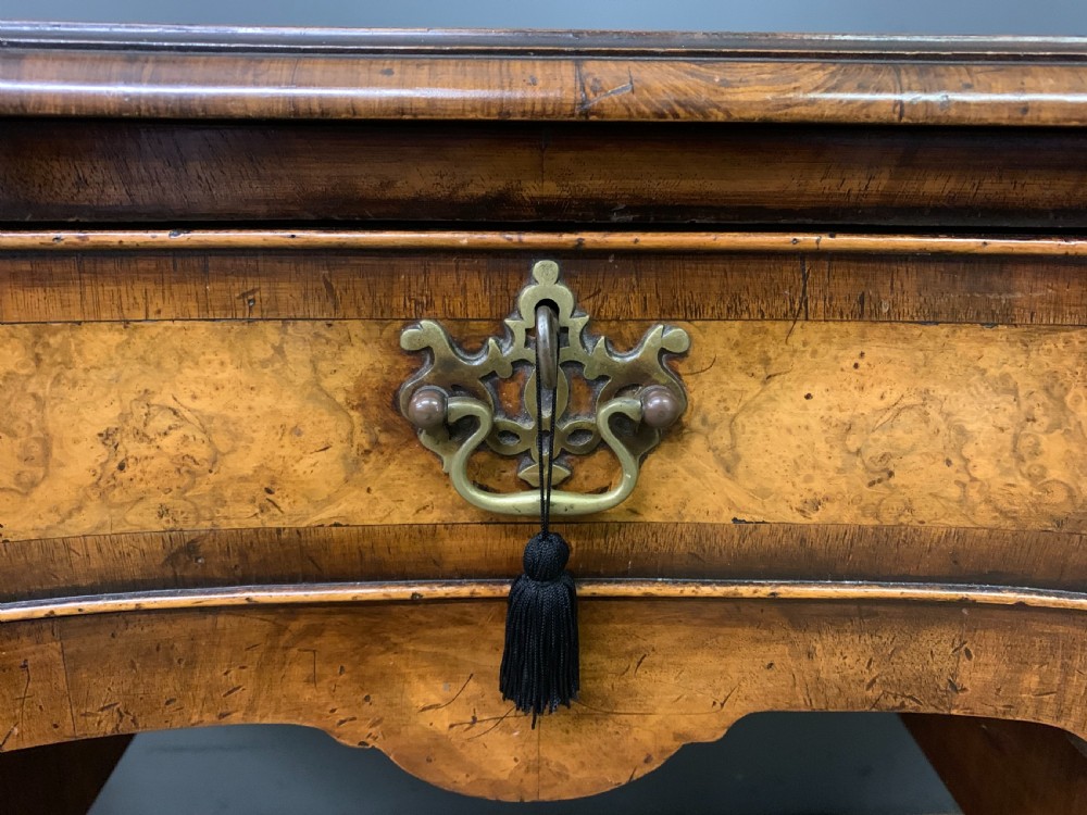 Serpentine Fronted Burr Walnut Writing Desk View VI