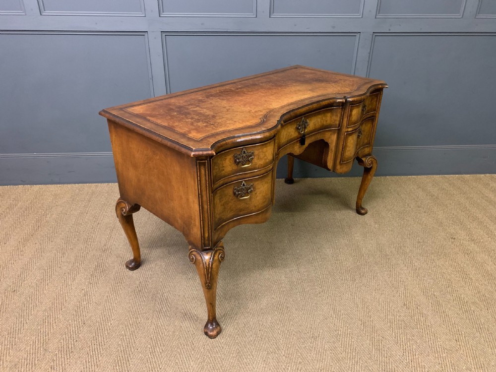 Serpentine Fronted Burr Walnut Writing Desk View VIII