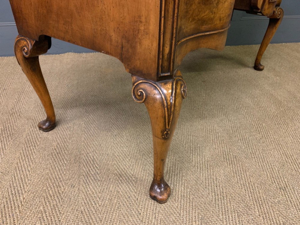 Serpentine Fronted Burr Walnut Writing Desk View X