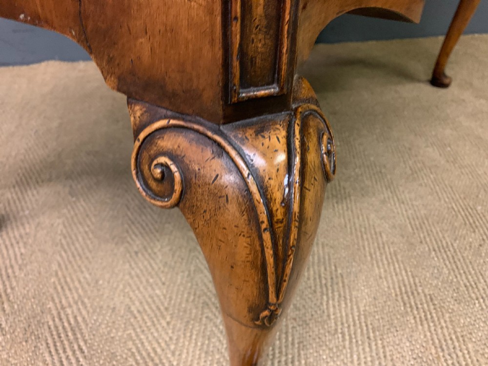 Serpentine Fronted Burr Walnut Writing Desk View XI