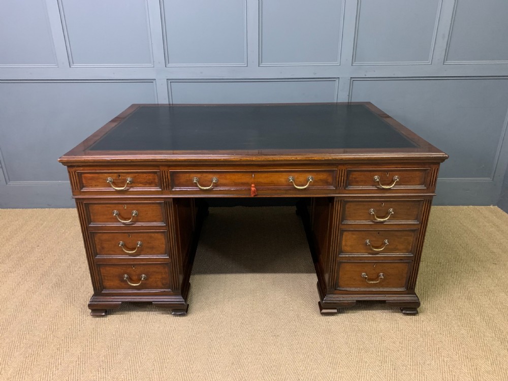 Mahogany Partners Pedestal Desk by Maple & Co. View II
