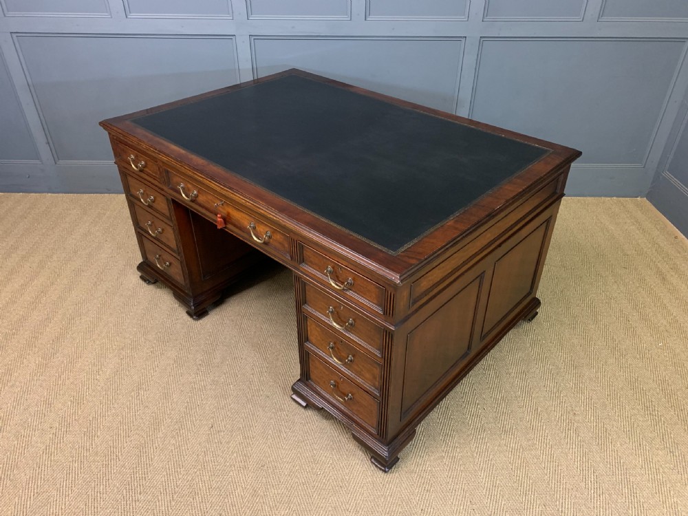 Mahogany Partners Pedestal Desk by Maple & Co. View XVII