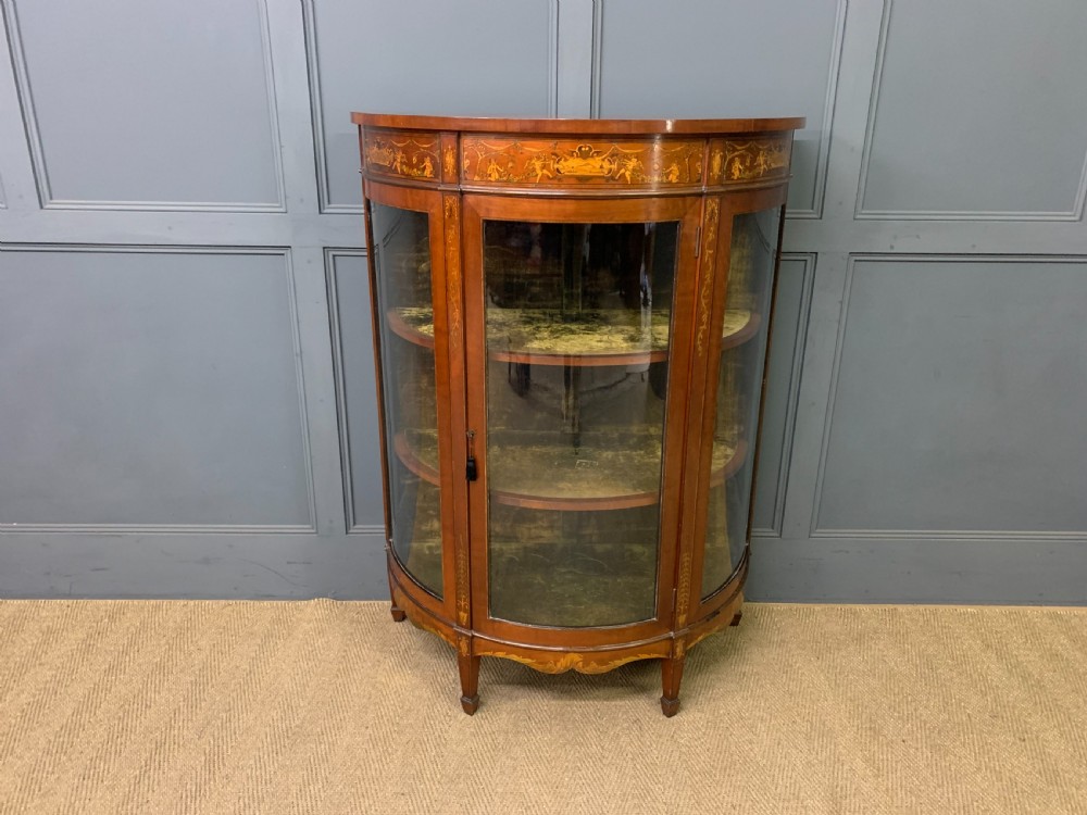 Inlaid Bow Fronted Display Cabinet View II