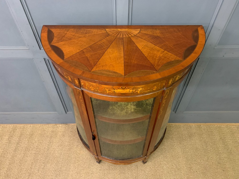 Inlaid Bow Fronted Display Cabinet View III