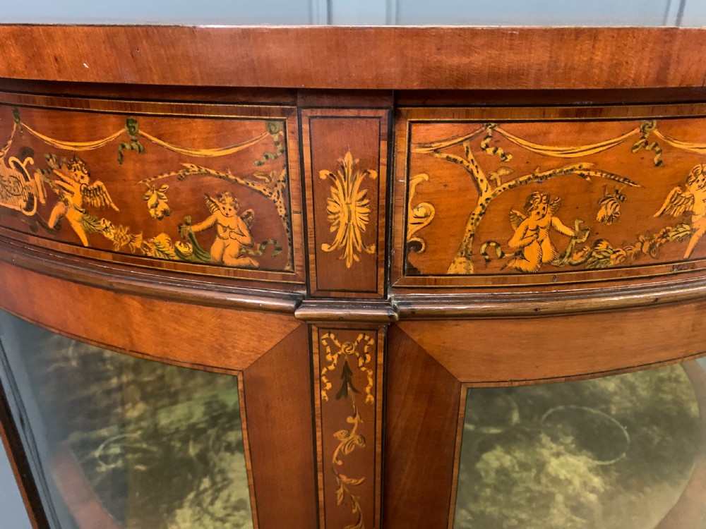 Inlaid Bow Fronted Display Cabinet View XI