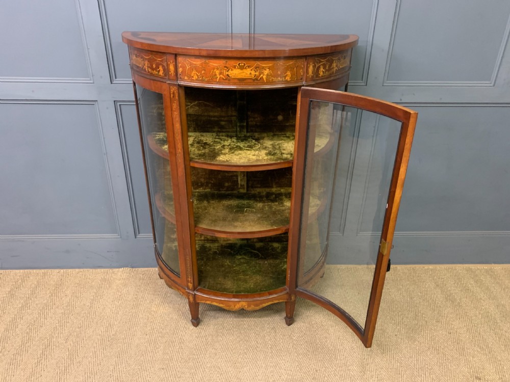 Inlaid Bow Fronted Display Cabinet View XII