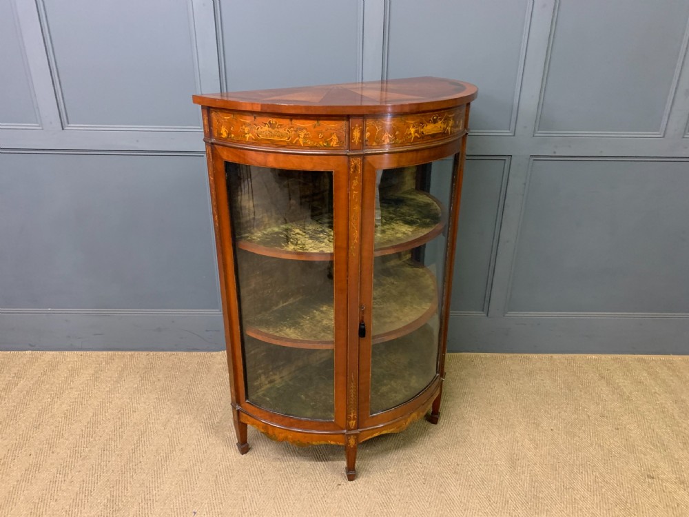 Inlaid Bow Fronted Display Cabinet View XIV