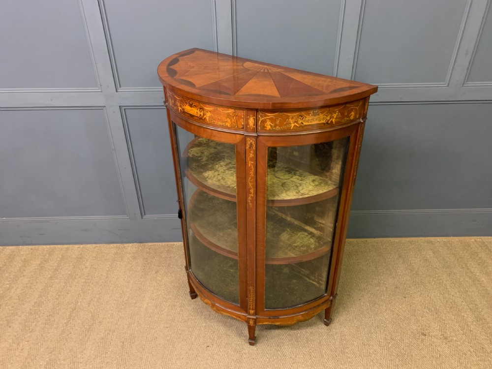 Inlaid Bow Fronted Display Cabinet View XIX