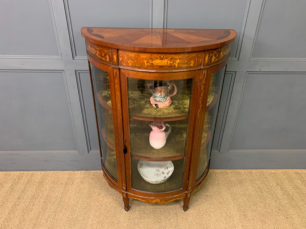 Inlaid Bow Fronted Display Cabinet View XX