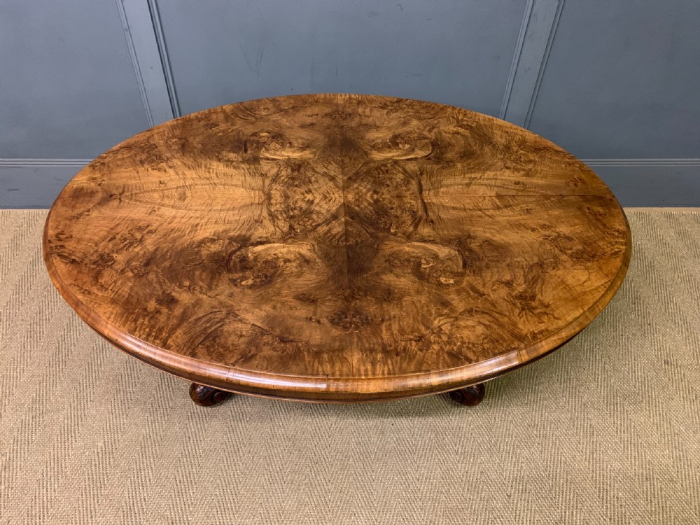 Large Sized Victorian Burr Walnut Coffee Table View III