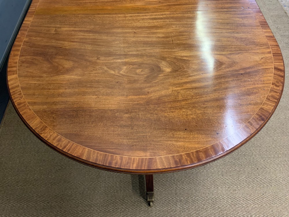 Large Twin Pillar 2 Leaf Inlaid Mahogany Dining Table View VIII