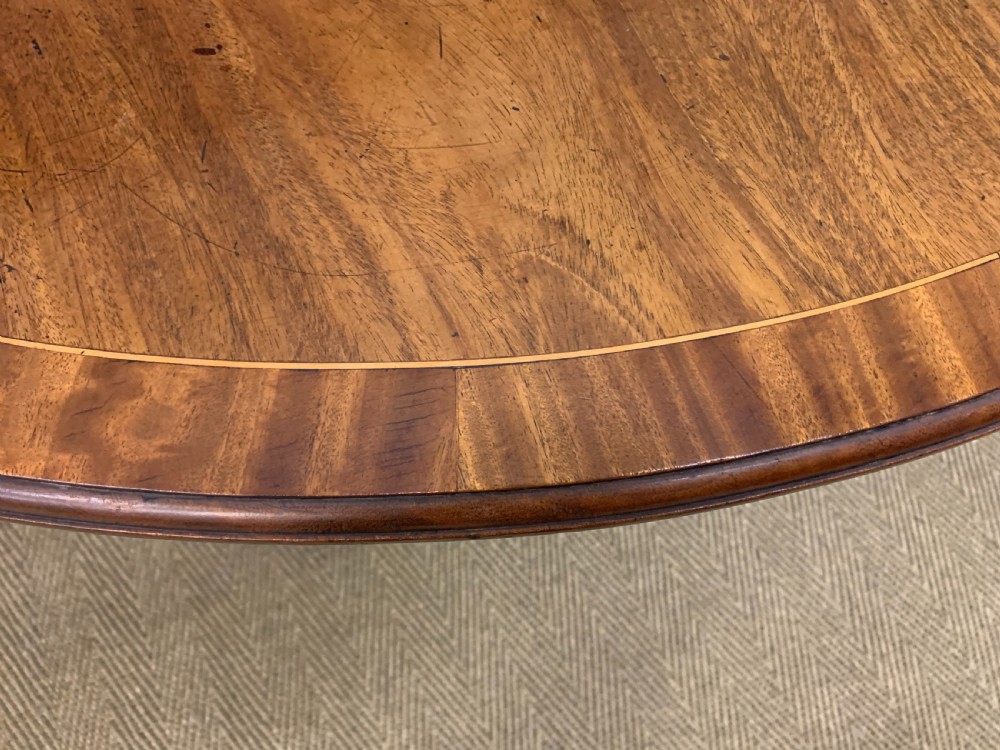 Large Twin Pillar 2 Leaf Inlaid Mahogany Dining Table View X