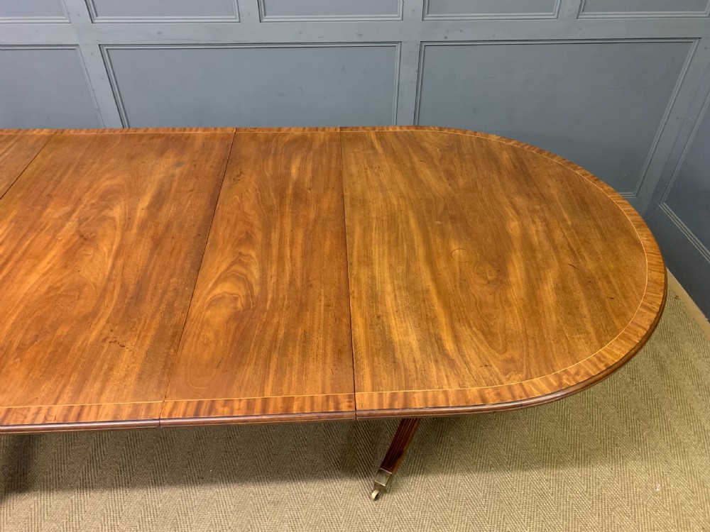 Large Twin Pillar 2 Leaf Inlaid Mahogany Dining Table View XIII