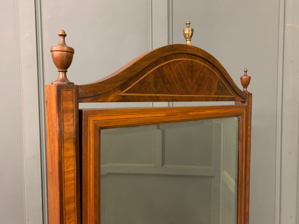 Inlaid Mahogany Sheraton Revival Cheval Mirror View VIII