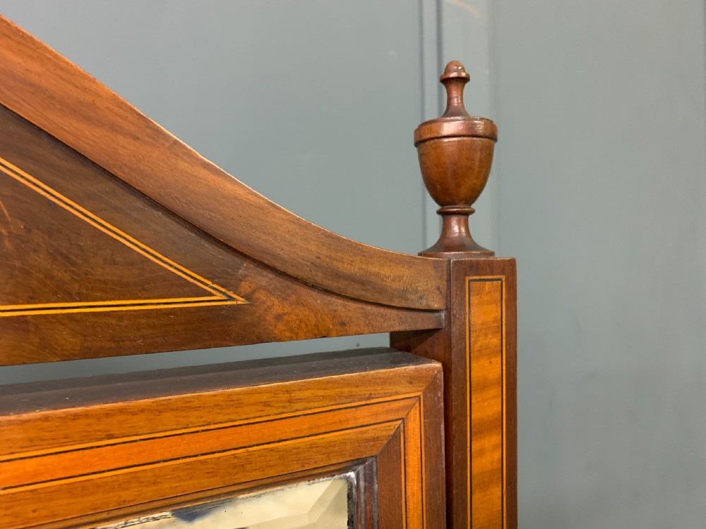 Inlaid Mahogany Sheraton Revival Cheval Mirror View X