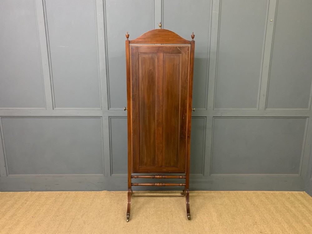 Inlaid Mahogany Sheraton Revival Cheval Mirror View XII