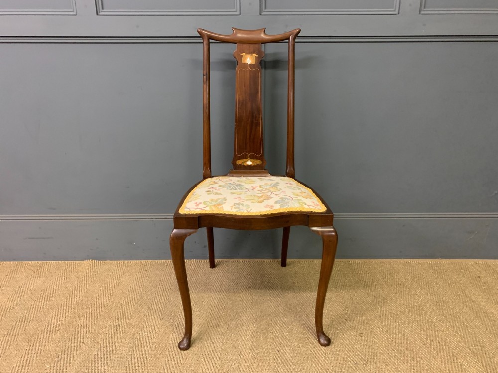 Art Nouveau Inlaid Mahogany Chair View IV