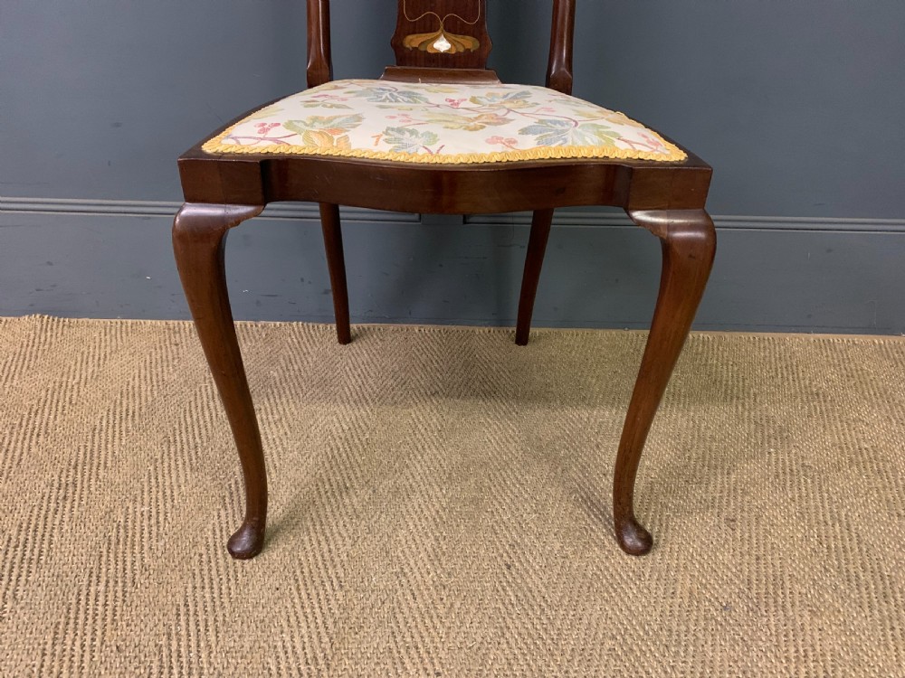 Art Nouveau Inlaid Mahogany Chair View VI