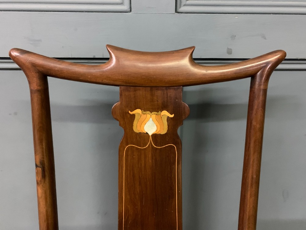 Art Nouveau Inlaid Mahogany Chair View VII