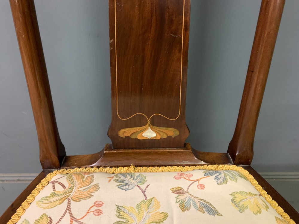 Art Nouveau Inlaid Mahogany Chair View VIII