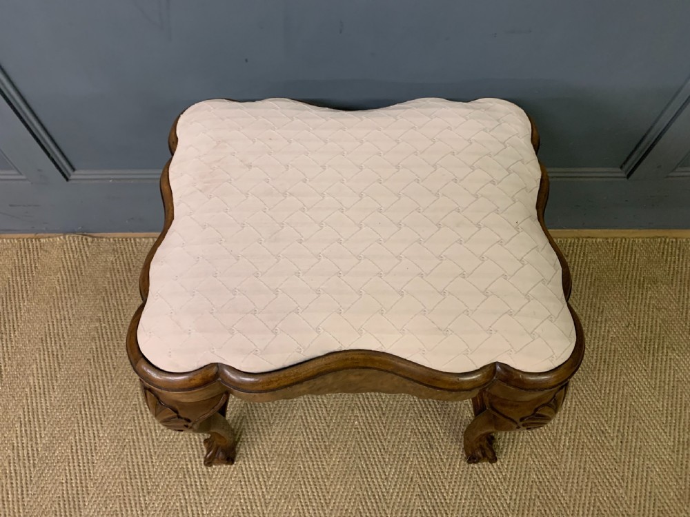 Queen Anne Style Burr Walnut Stool View III