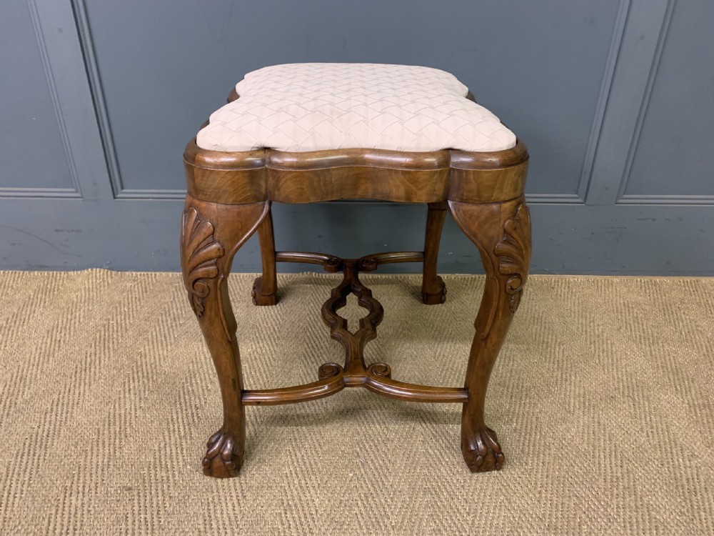 Queen Anne Style Burr Walnut Stool View VIII