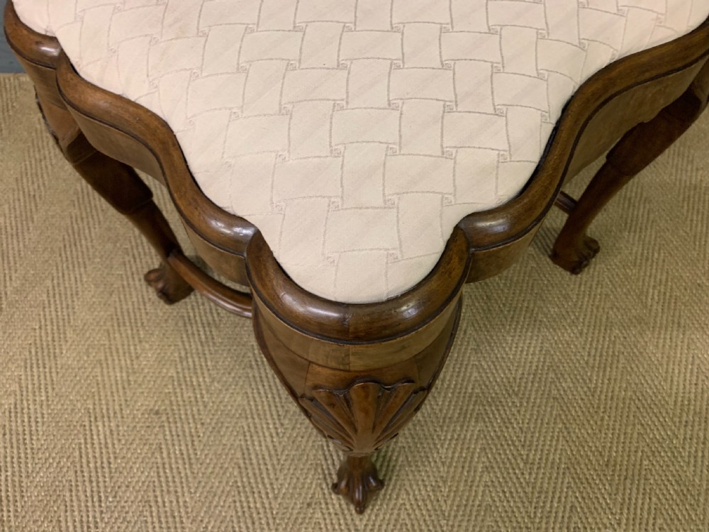 Queen Anne Style Burr Walnut Stool View X
